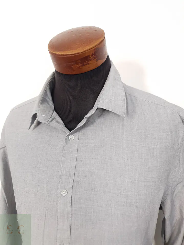 Camisa Hombre H&M Gris Liso Talla XXL 3