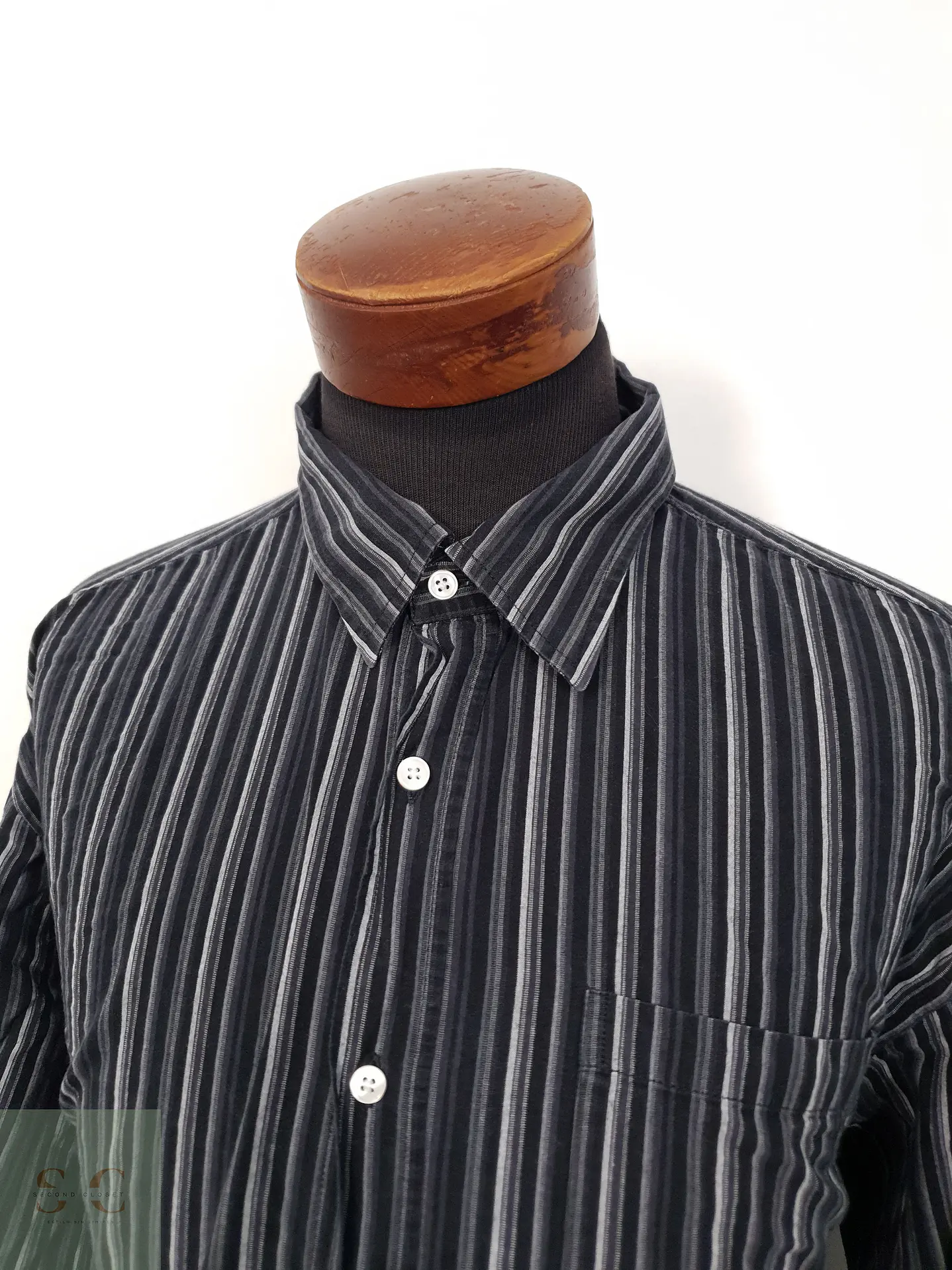 Camisa Hombre Vanvaan Negro Gris Rayas Talla XXL 2