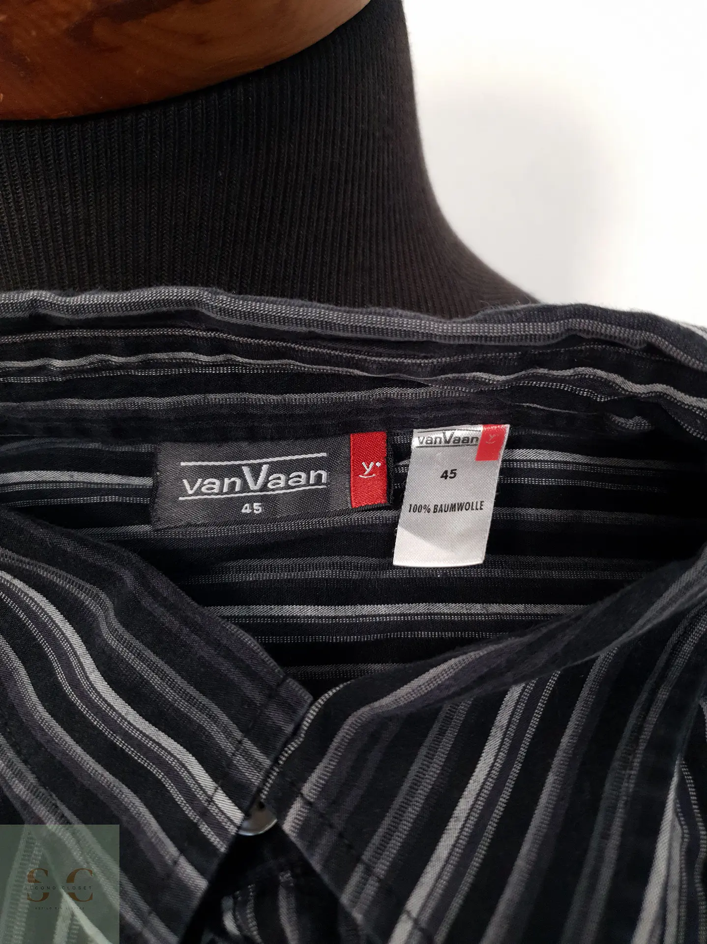 Camisa Hombre Vanvaan Negro Gris Rayas Talla XXL 3