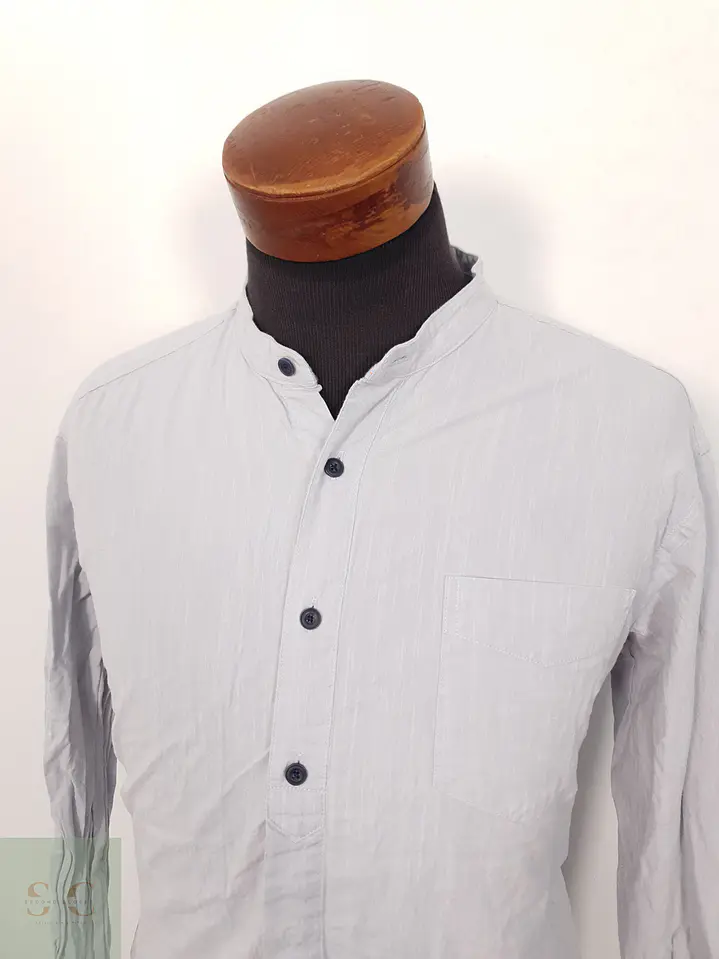 Camisa Hombre Vintage Gris Liso Talla XL 2