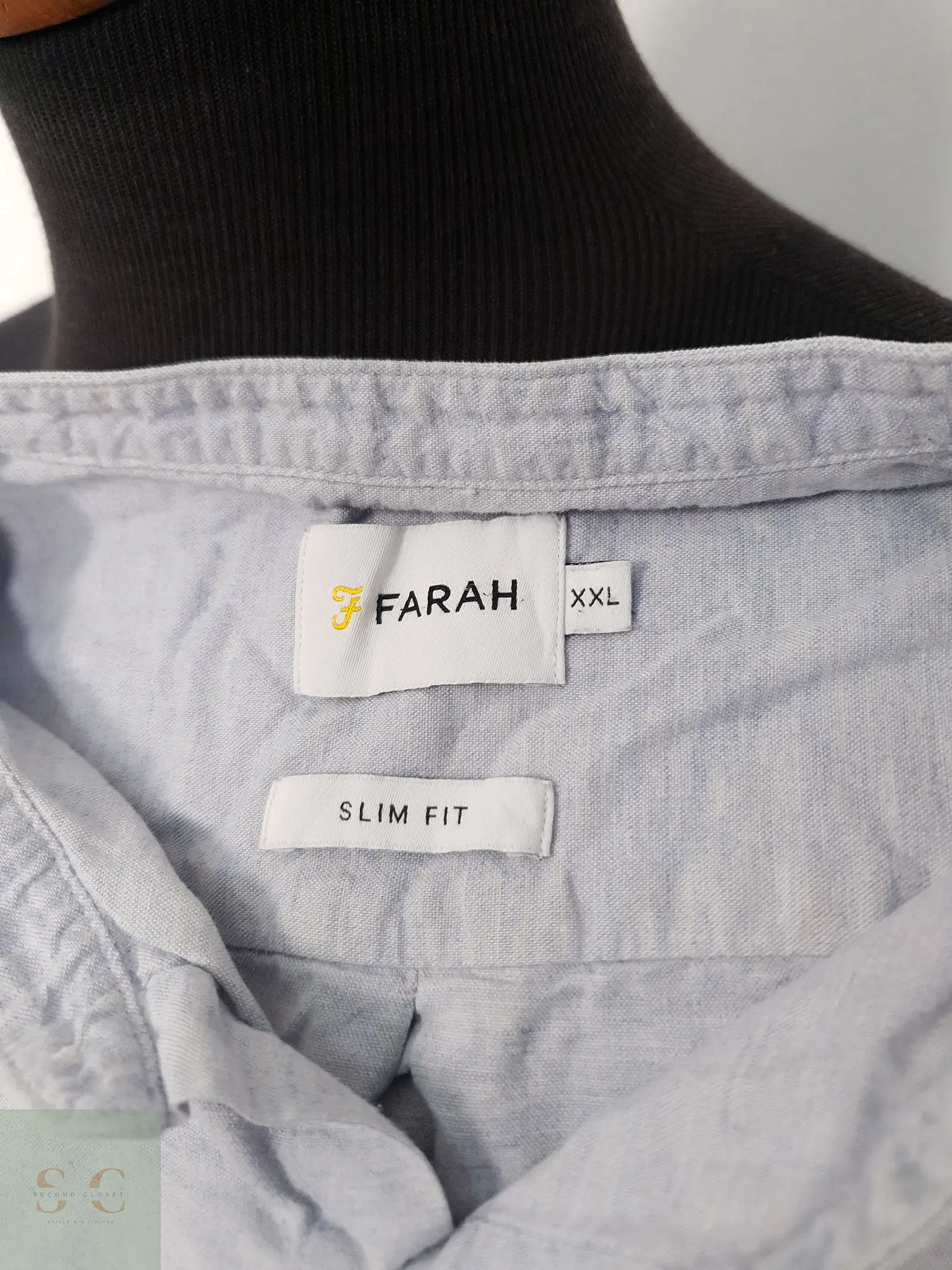 Camisa Hombre Farah Gris Liso Talla XXL 3