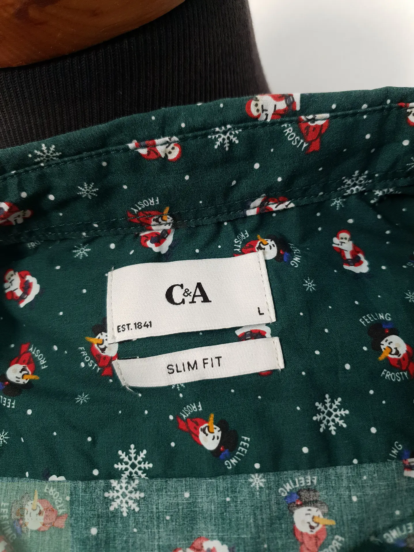 Camisa Hombre CYA Verde Navideña Talla L SLIM 3