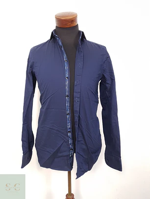 Camisa Hombre Olymp Azul Liso Talla M SLIM