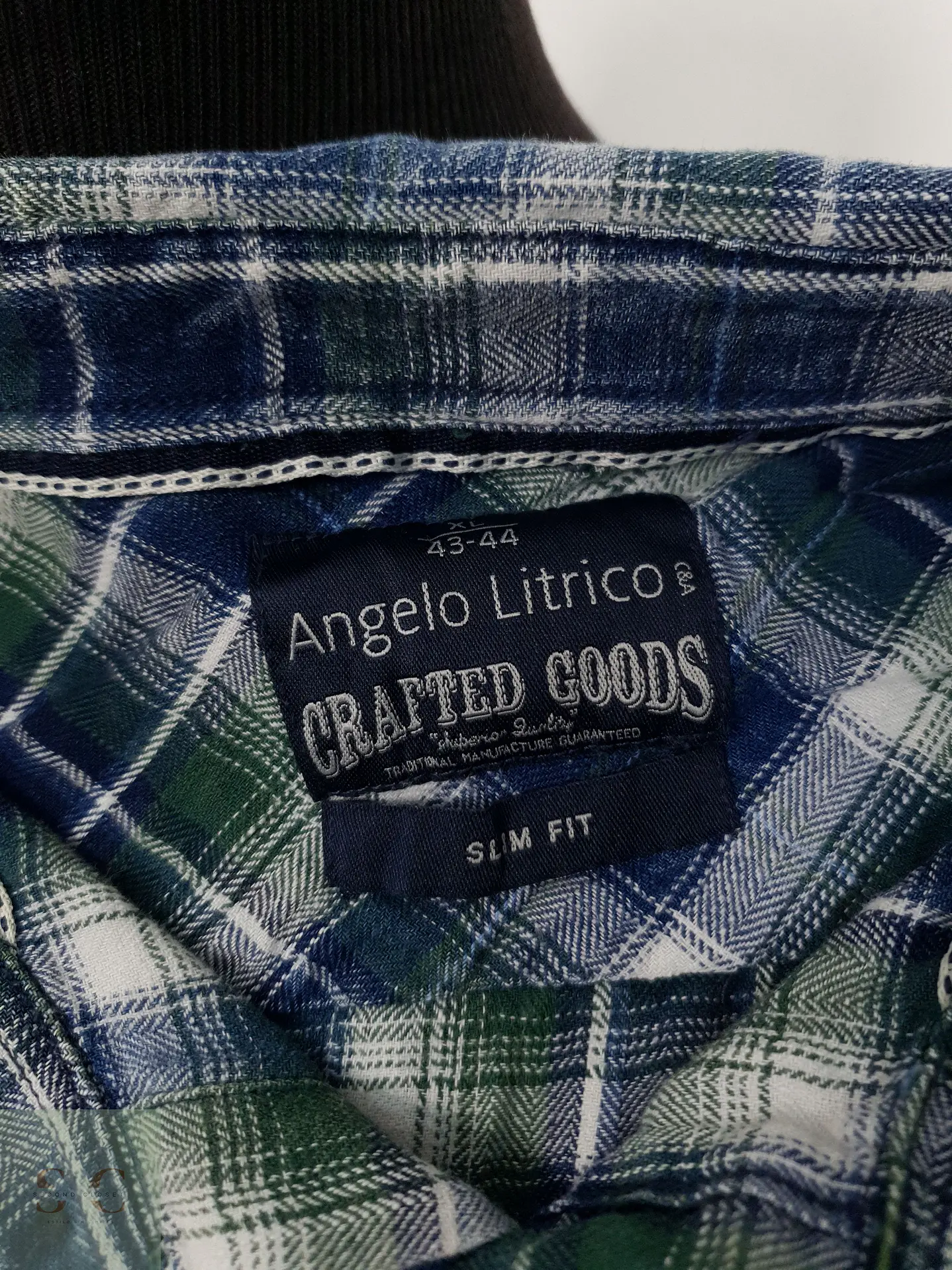 Camisa Hombre Angelo Litrico Azul Verde Cuadros Talla XL SLIM 2