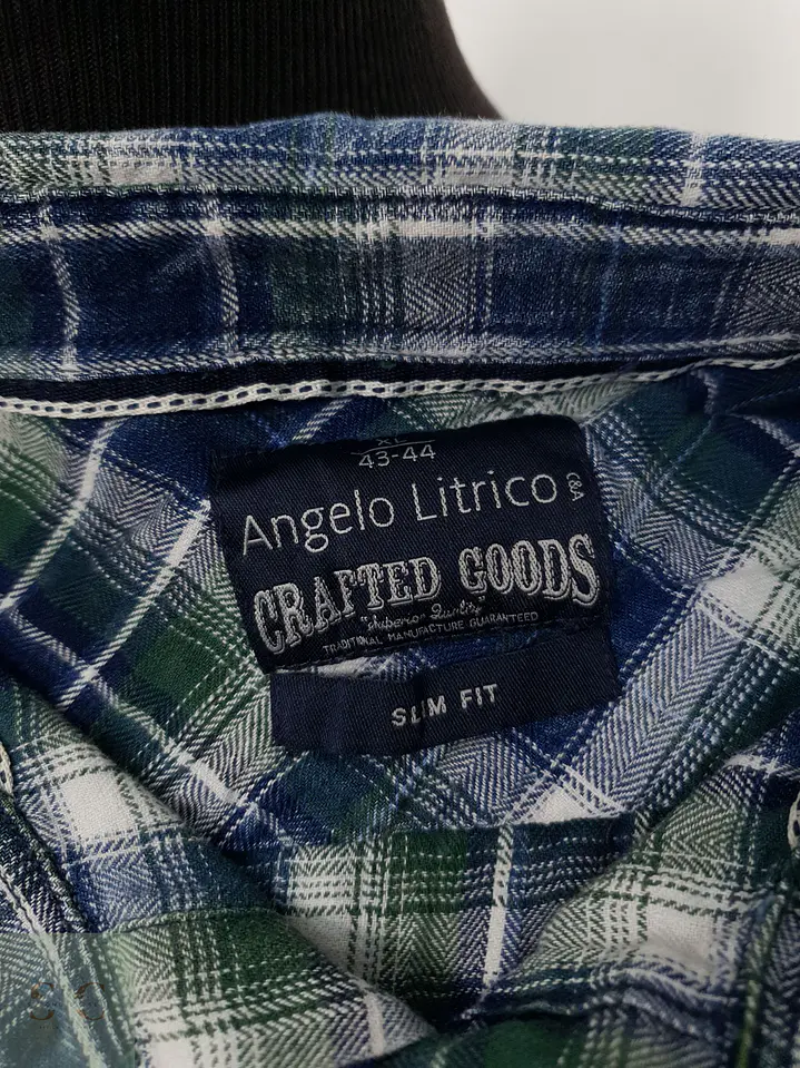 Camisa Hombre Angelo Litrico Azul Verde Cuadros Talla XL SLIM 2