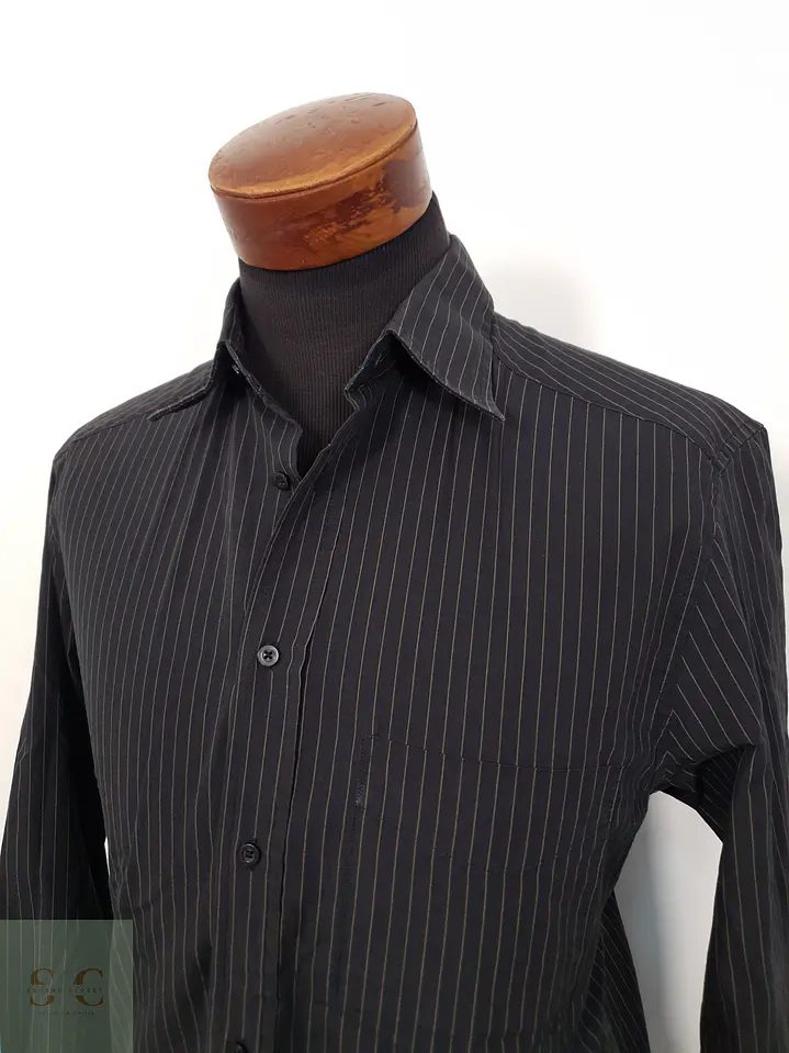 Camisa Hombre Conwell Negro Naranjo Rayas Talla L 2