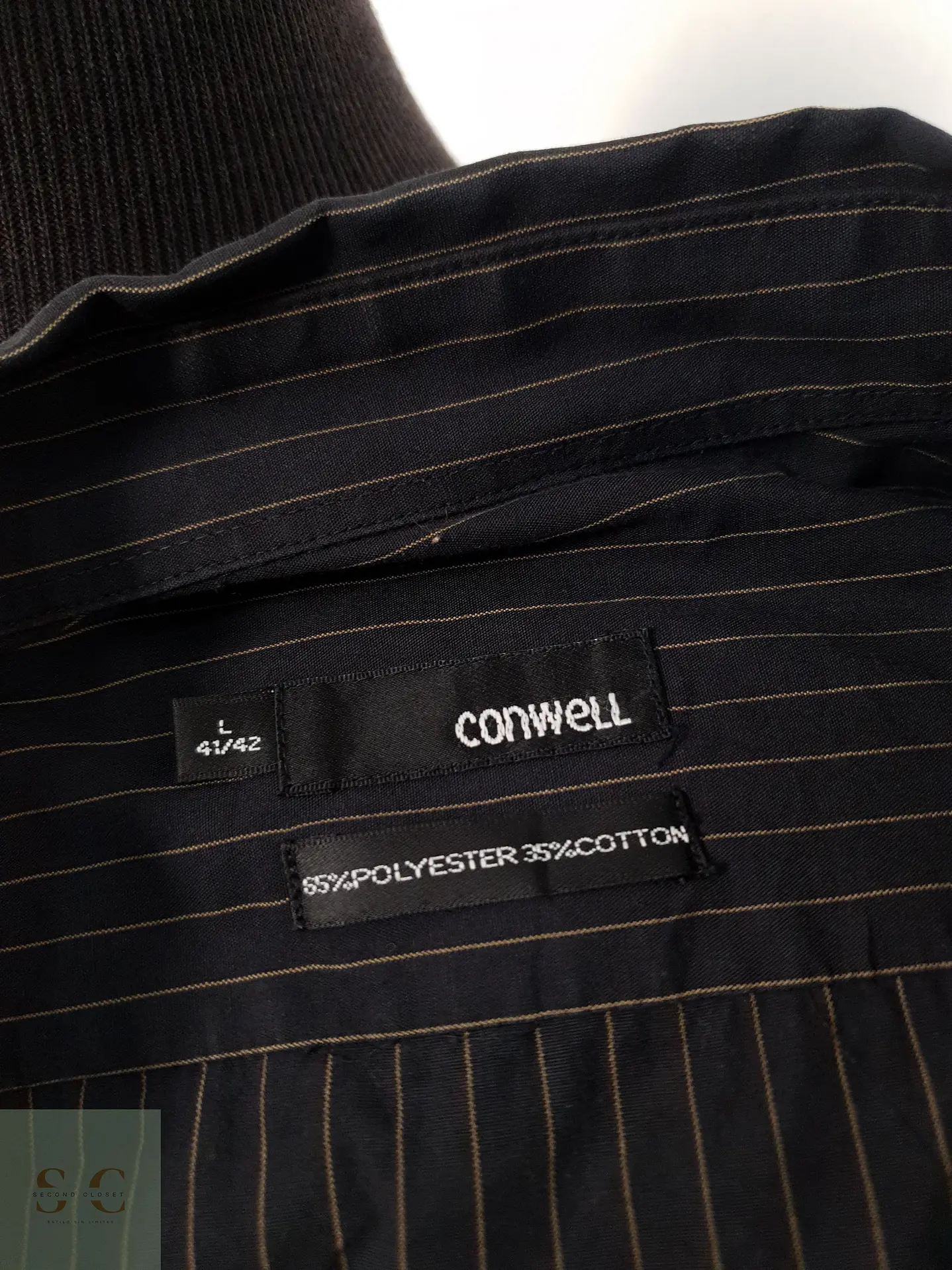 Camisa Hombre Conwell Negro Naranjo Rayas Talla L 3