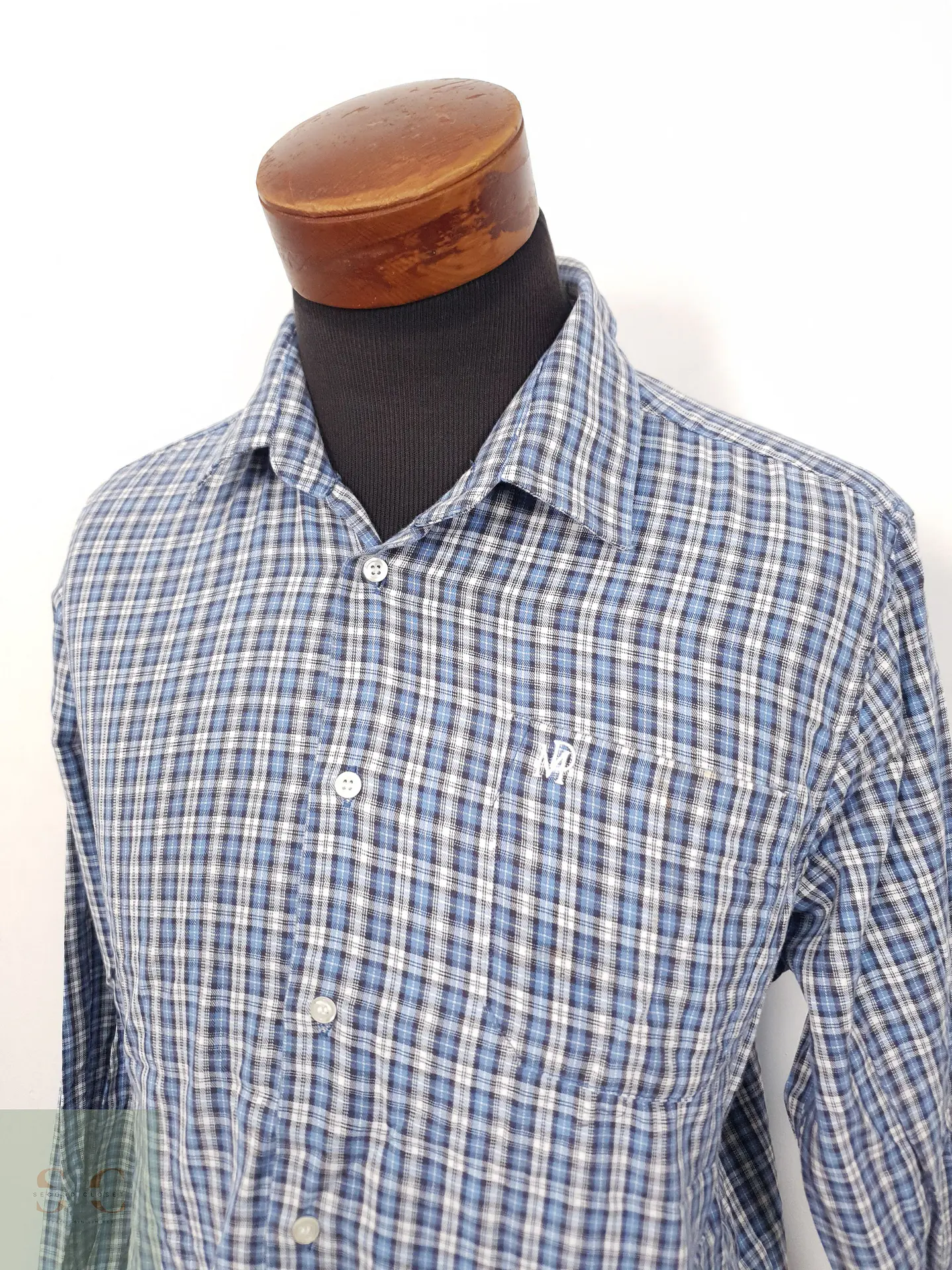 Camisa Hombre Marco Donati Azul Celeste Cuadros Talla M 3