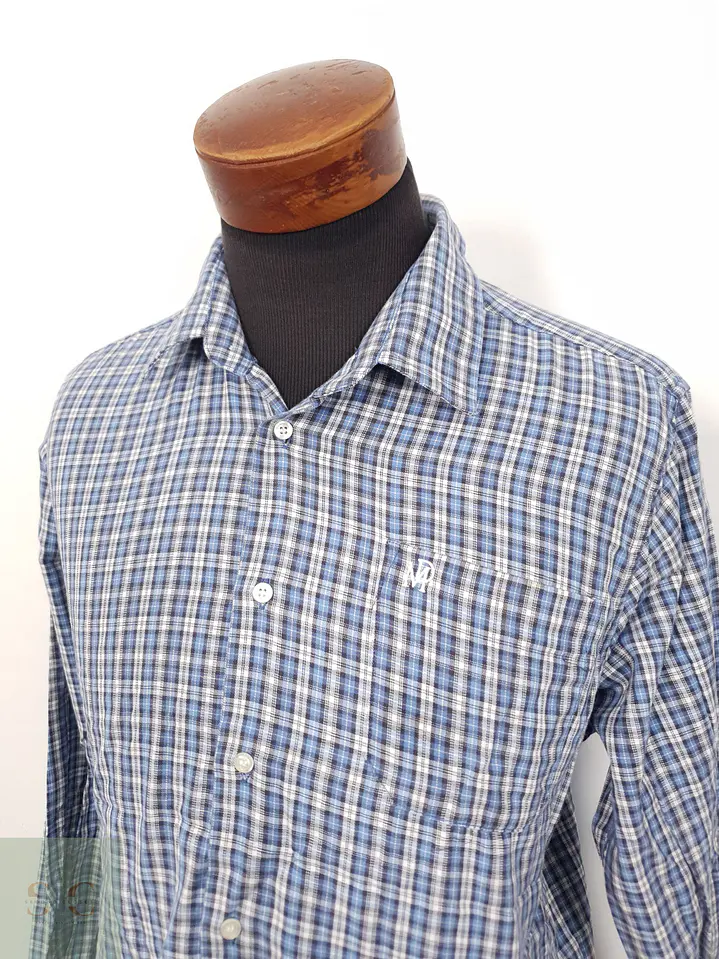 Camisa Hombre Marco Donati Azul Celeste Cuadros Talla M 3