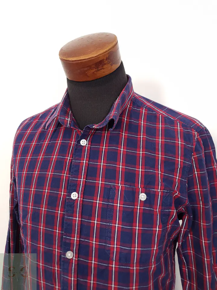 Camisa Hombre Clockhouse Rojo Azul Cuadros Talla L SLIM 2