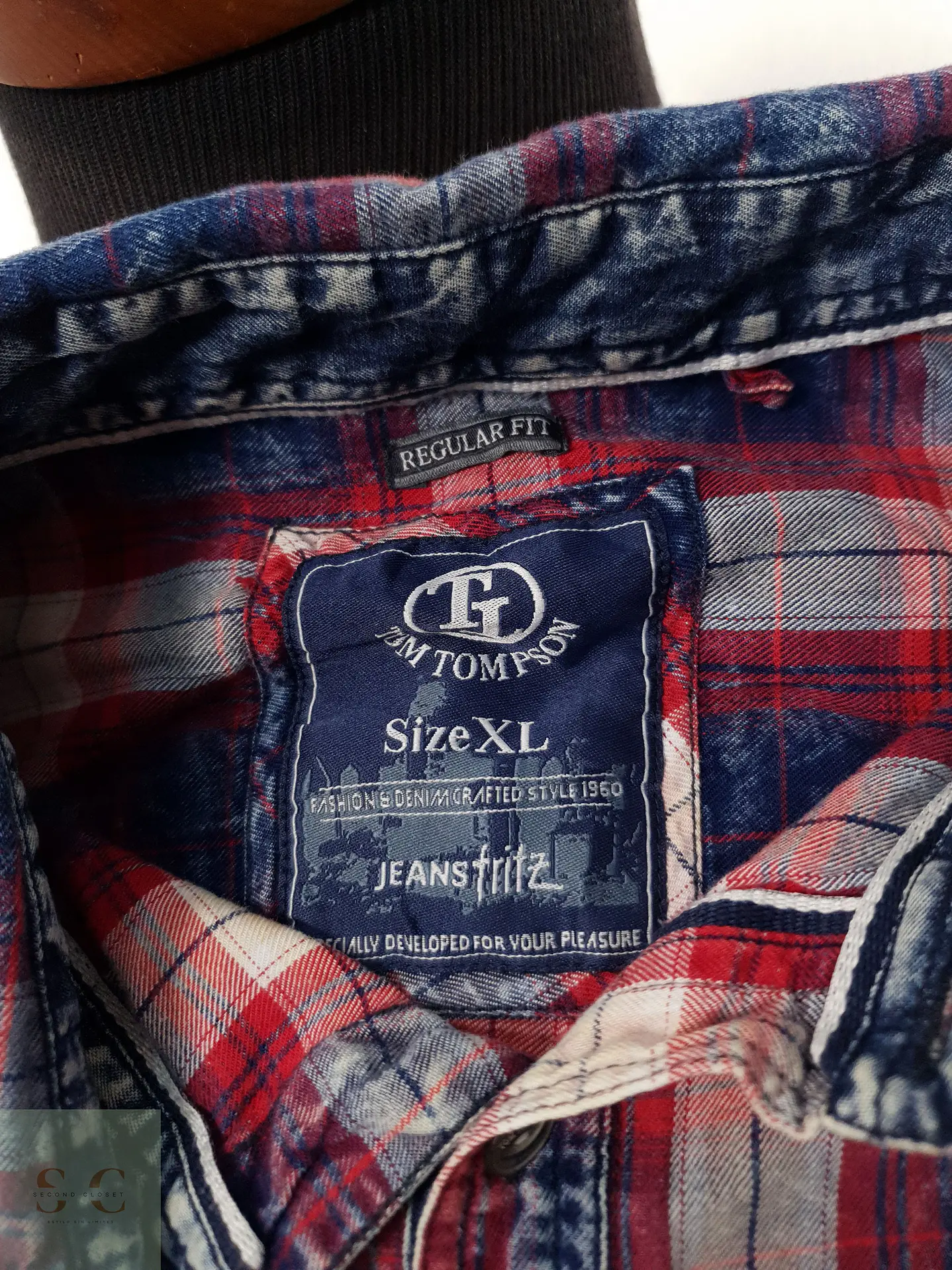 Camisa Hombre Tom Tompson Rojo Azul Blanco Cuadros Talla XL 3