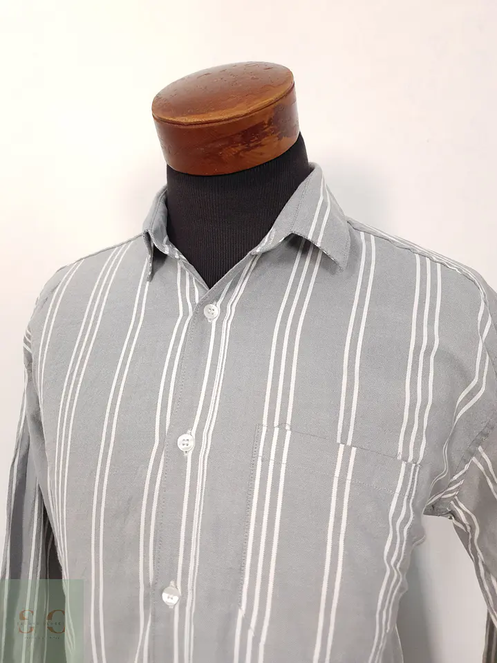 Camisa Hombre Camel Gris Rayas Talla XL 2