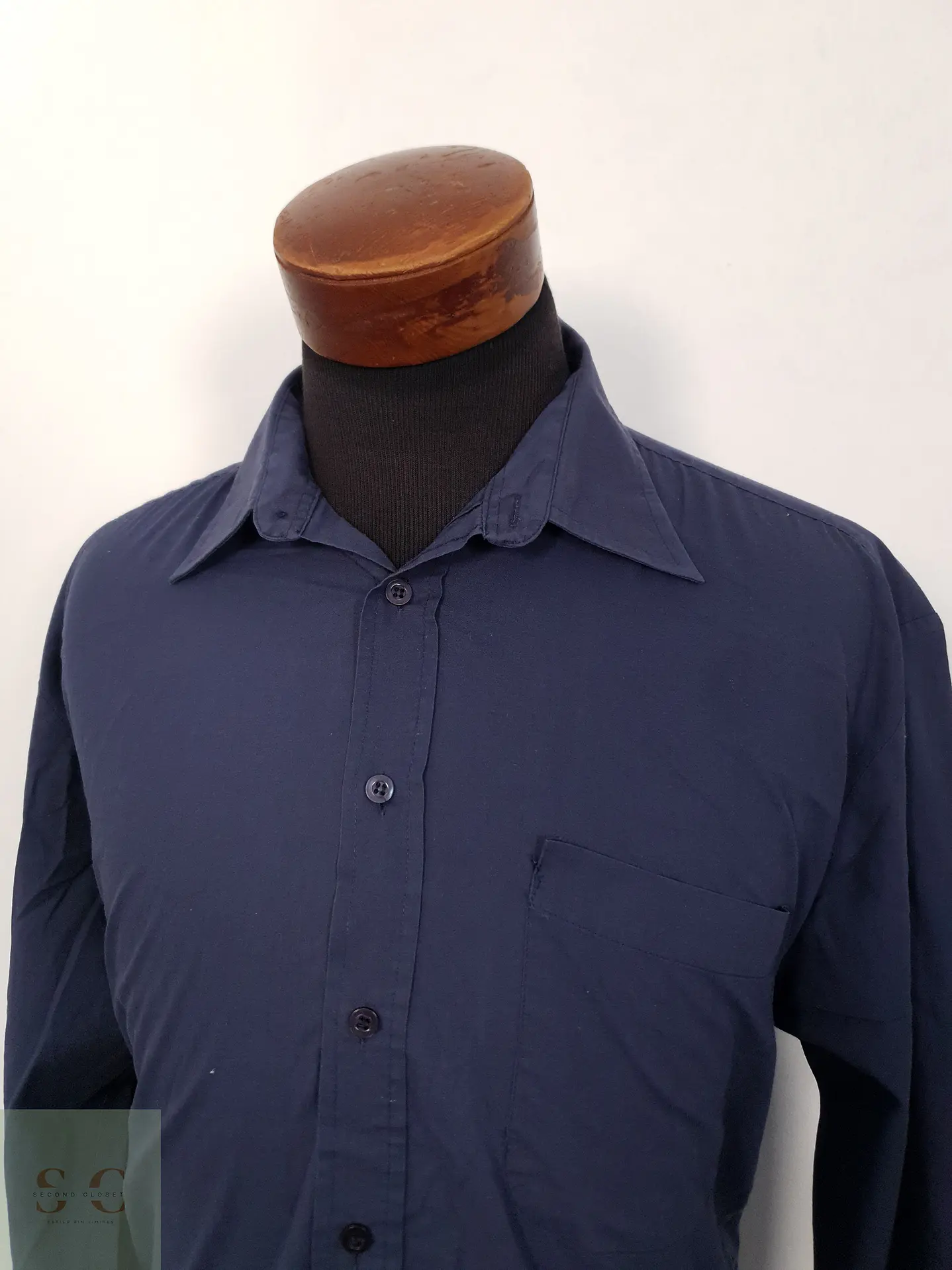 Camisa Hombre Mative Azul Liso Talla L 2
