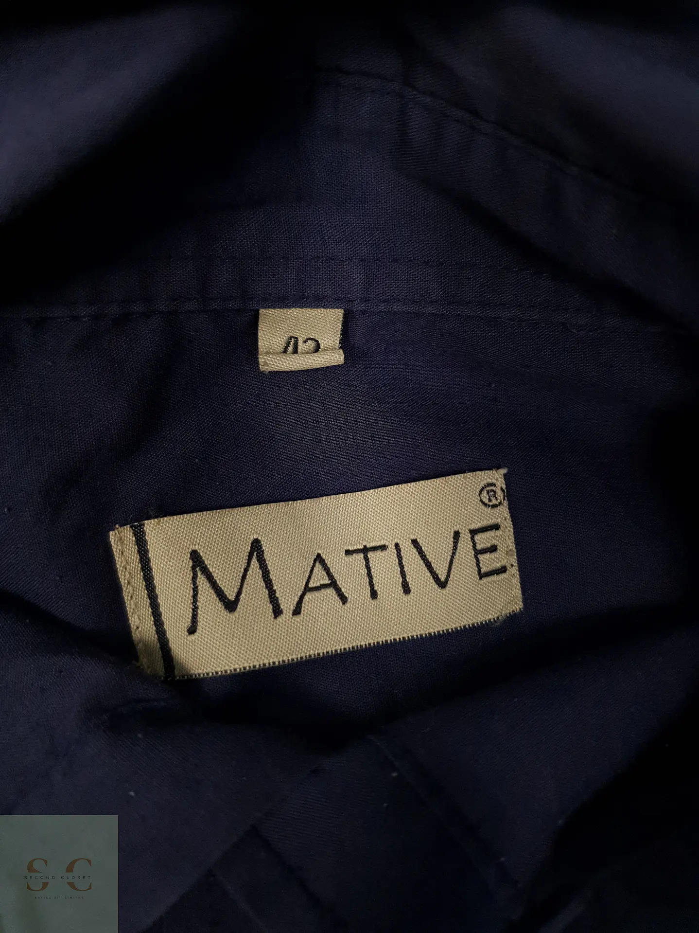 Camisa Hombre Mative Azul Liso Talla L 3