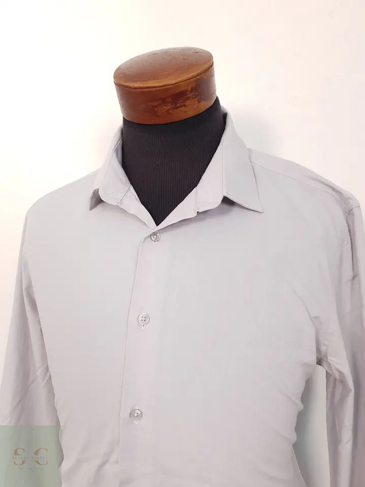 Camisa Hombre Primark Gris Liso Talla L SLIM 2