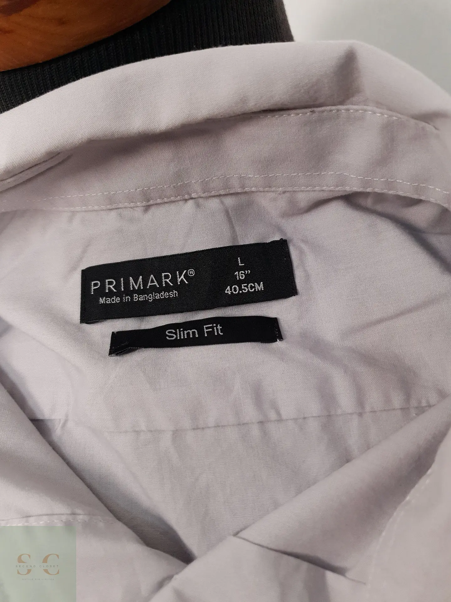 Camisa Hombre Primark Gris Liso Talla L SLIM 3