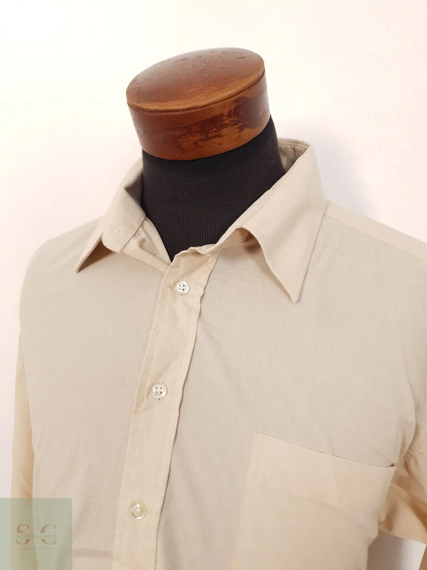 Camisa Hombre Henry Morell Beige Liso Talla XXL 2