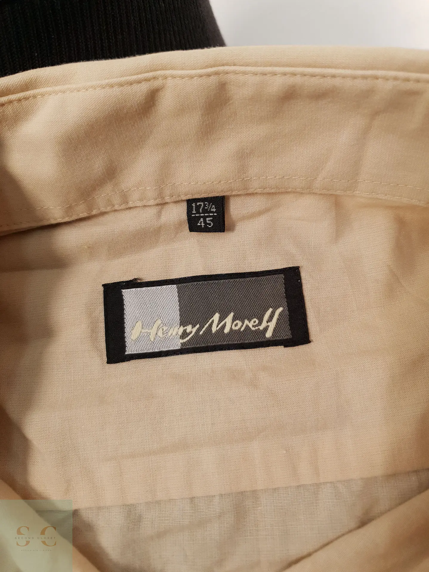 Camisa Hombre Henry Morell Beige Liso Talla XXL 3