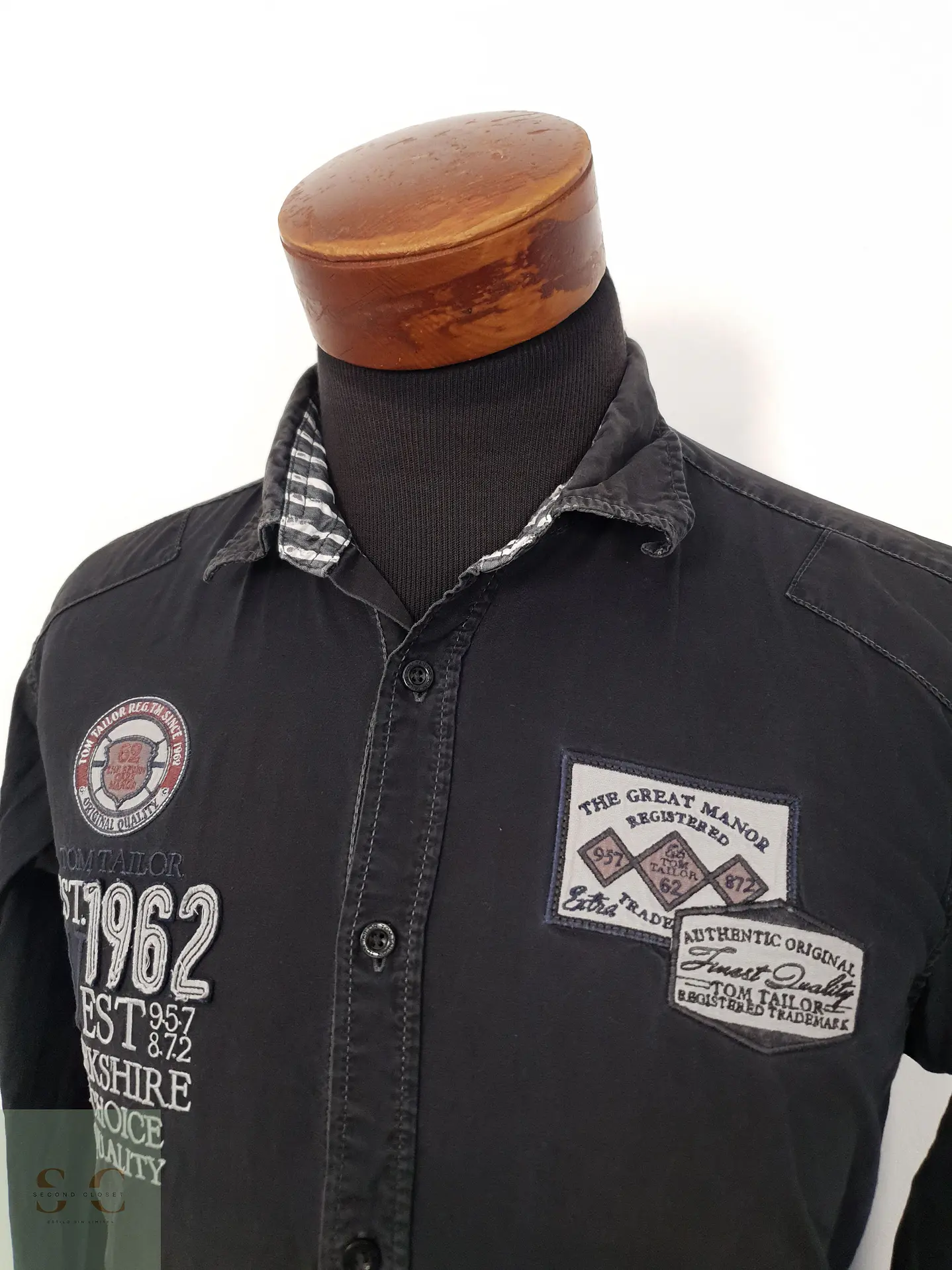 Camisa Hombre Tom Tailor Negro Letras Talla M 3