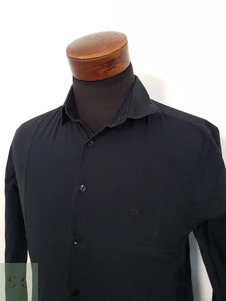 Camisa Hombre Calvin Klein Negro Liso Talla M SLIM 2