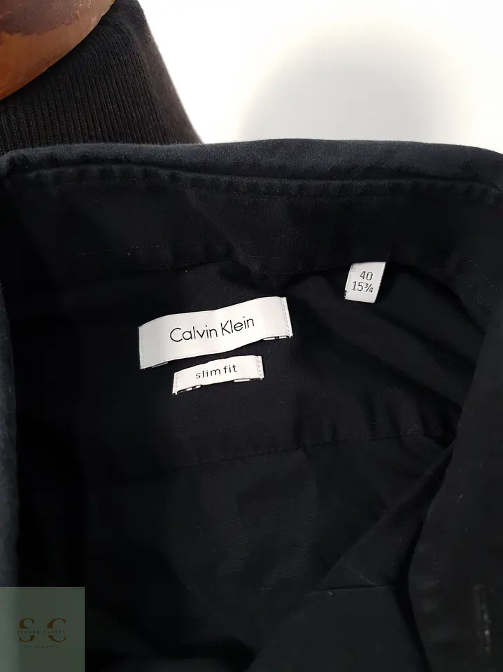 Camisa Hombre Calvin Klein Negro Liso Talla M SLIM 3