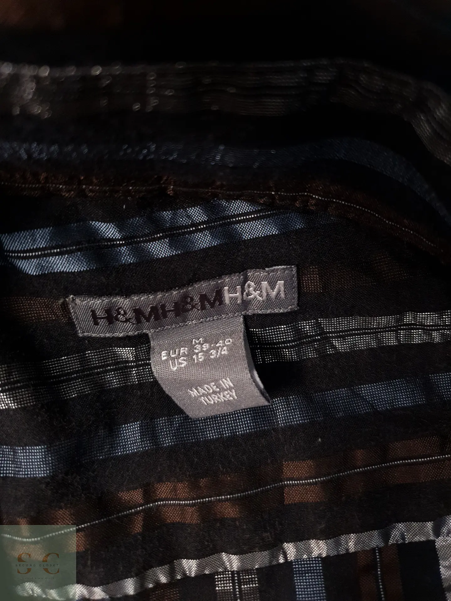 Camisa Hombre H&M Negro Café Azul Rayas Talla M 2