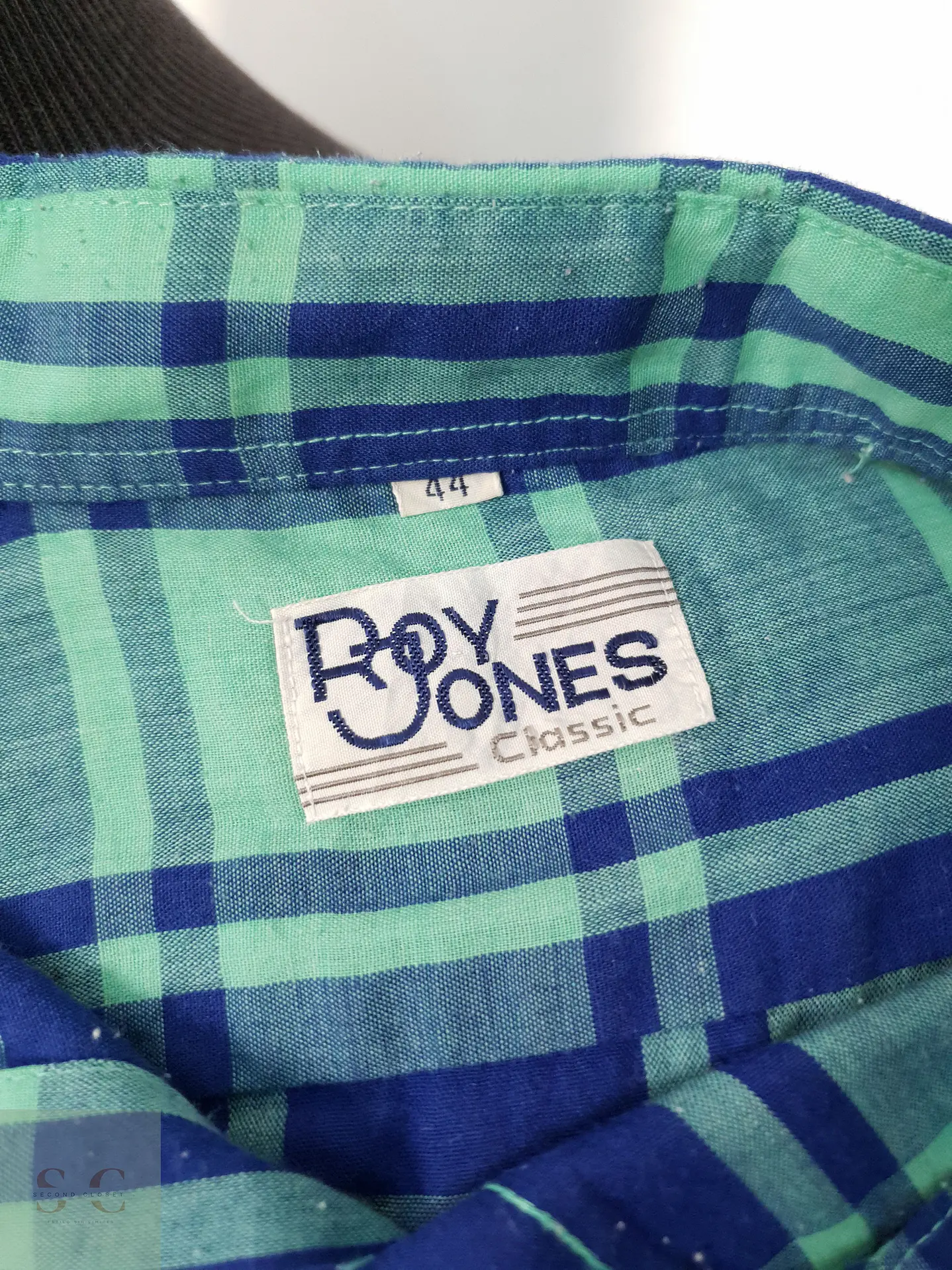 Camisa Hombre Vintage Azul Verde Cuadros Talla XL 3