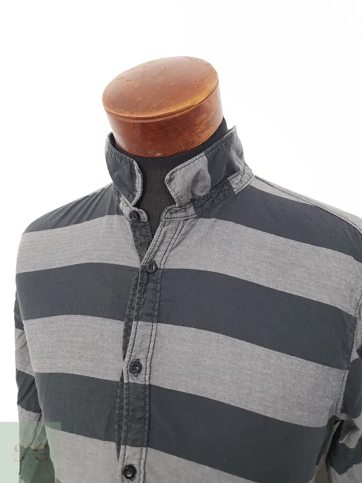 Camisa Hombre Vintage Gris Negro Talla L 2