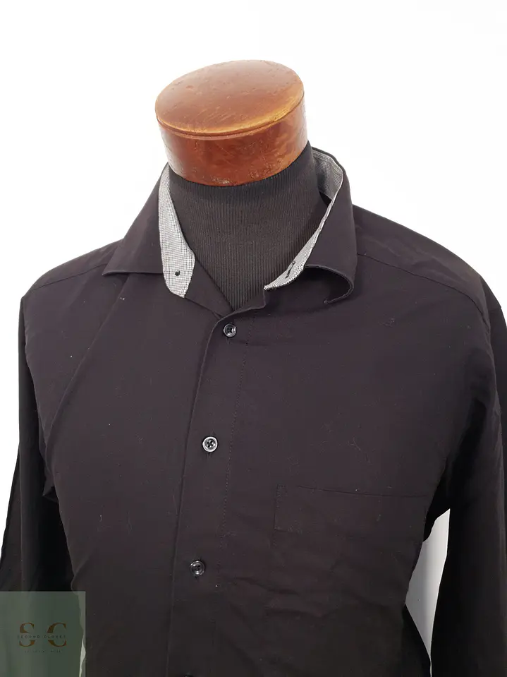 Camisa Hombre Royal Class Negro Liso Talla L 2