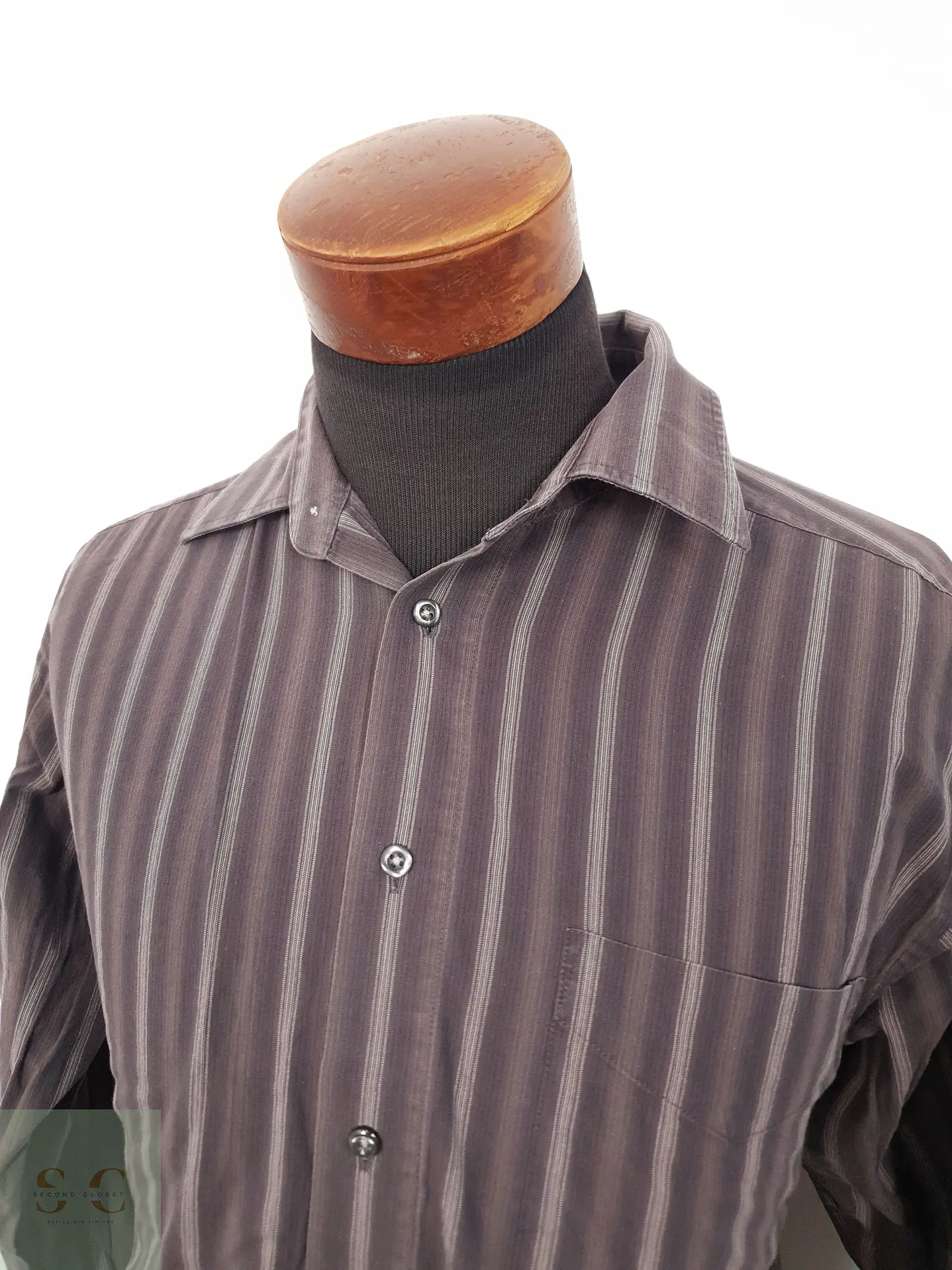 Camisa Hombre TCM Negro Gris Rayas Talla L 2
