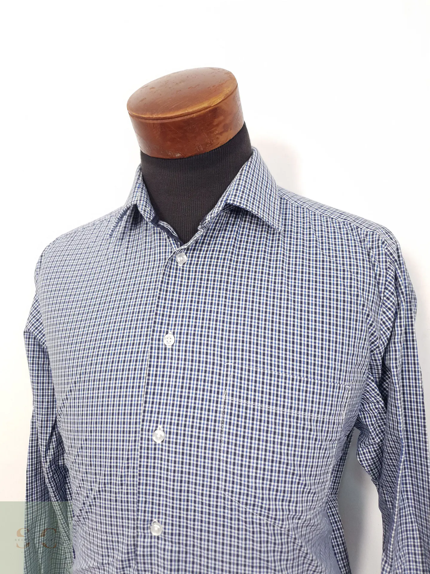 Camisa Hombre Nobel Ligue Azul Negro Microcuadros Talla M 3