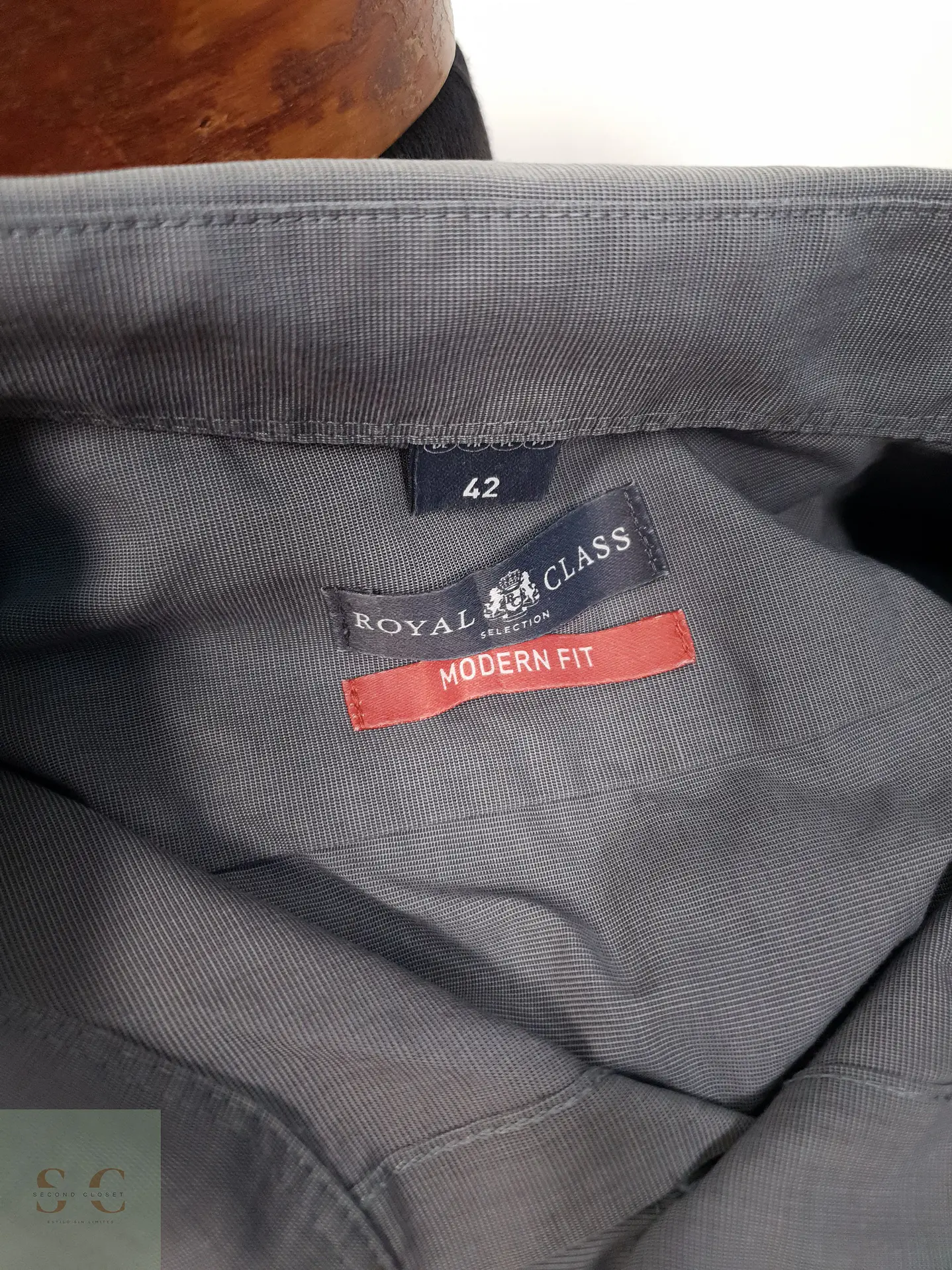 Camisa Hombre Royal Class Gris Liso Talla L 3