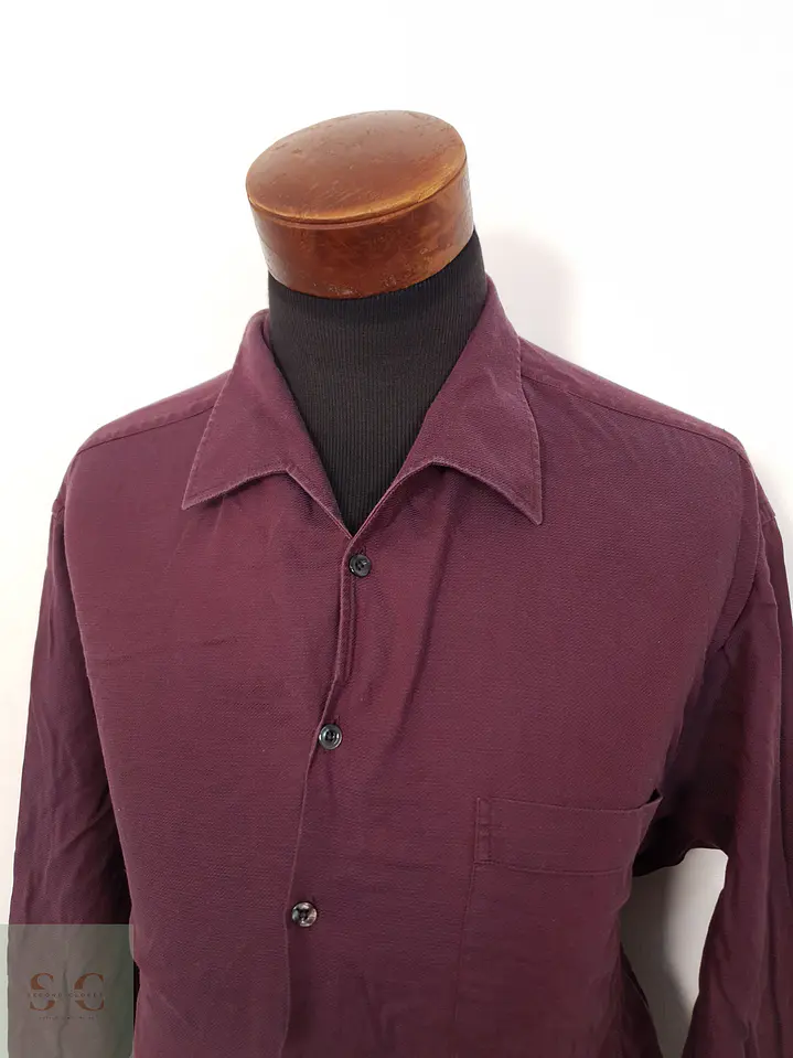 Camisa Hombre Vintage Burdeos Liso Talla XXXL 3
