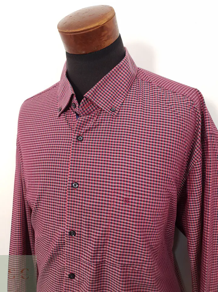 Camisa Hombre Casamoda Burdeos Azul Cuadros Talla 4XL 2