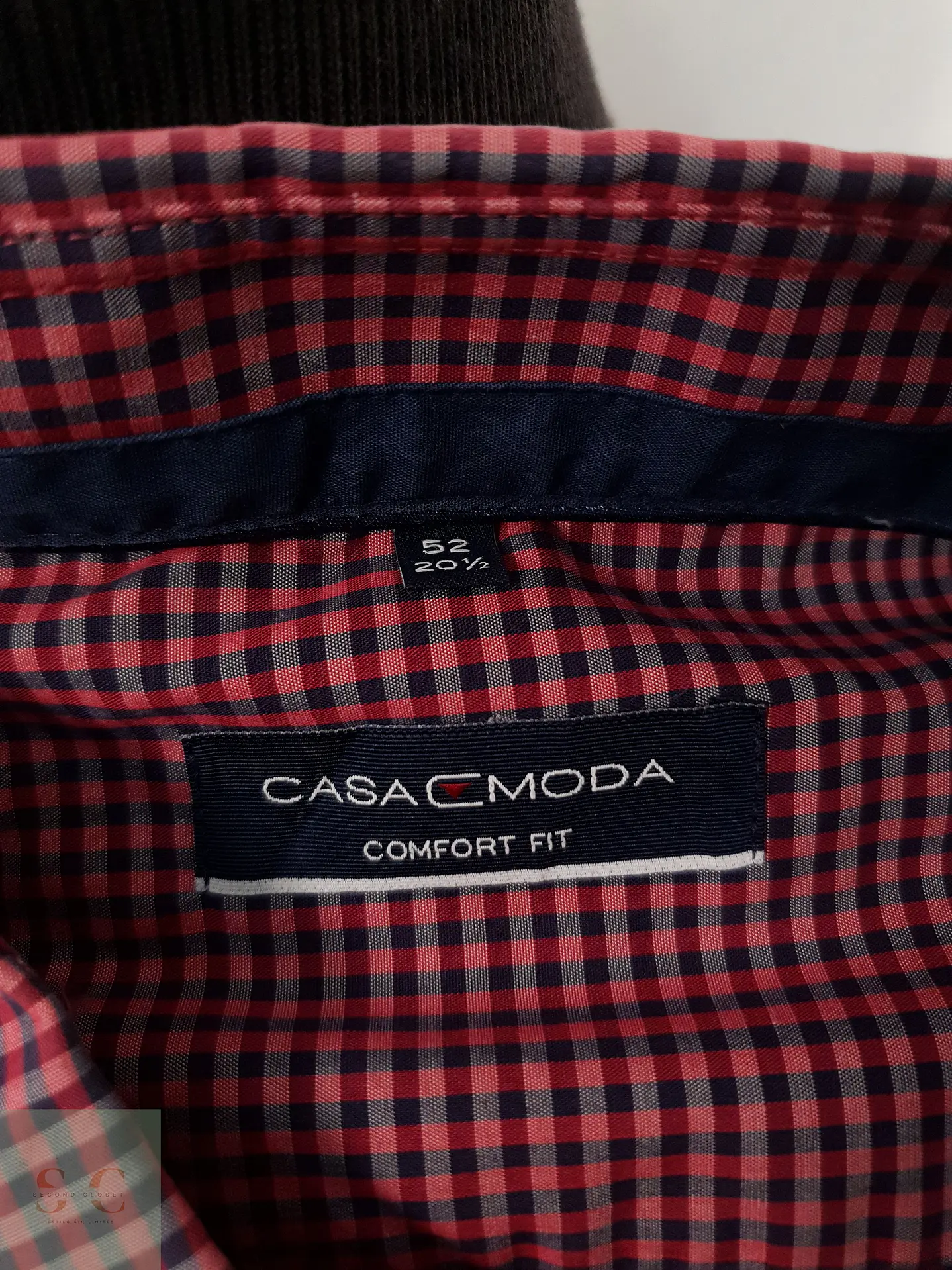 Camisa Hombre Casamoda Burdeos Azul Cuadros Talla 4XL 3