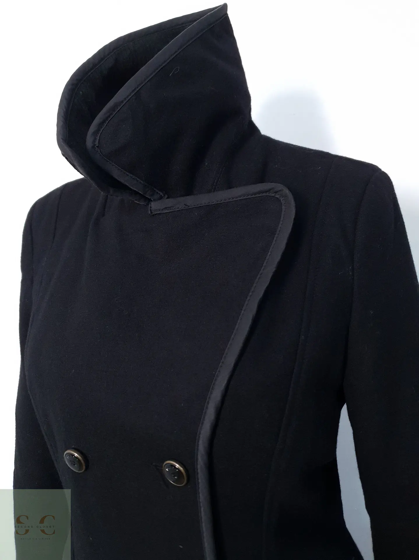 Abrigo Mujer Dept 60% lana Negro cruzado Talla M 1