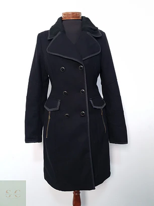 Abrigo Mujer lana Negro cruzado Talla M