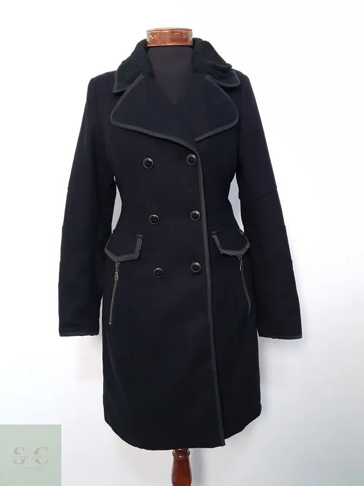 Abrigo Mujer Dept 60% lana Negro cruzado Talla M 6