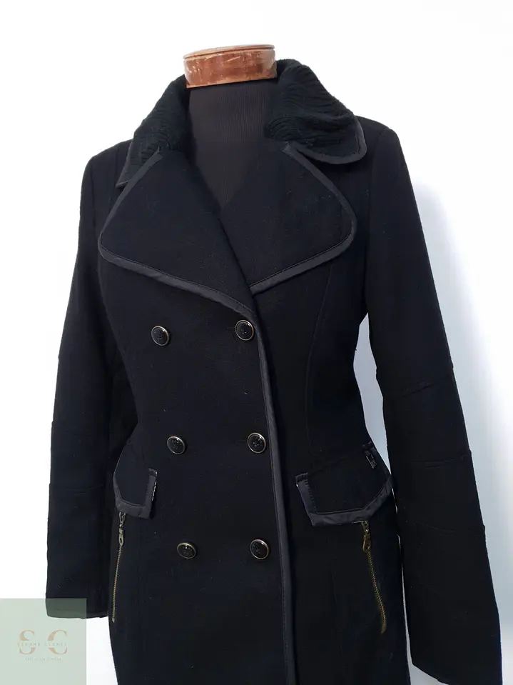 Abrigo Mujer Dept 60% lana Negro cruzado Talla M 7