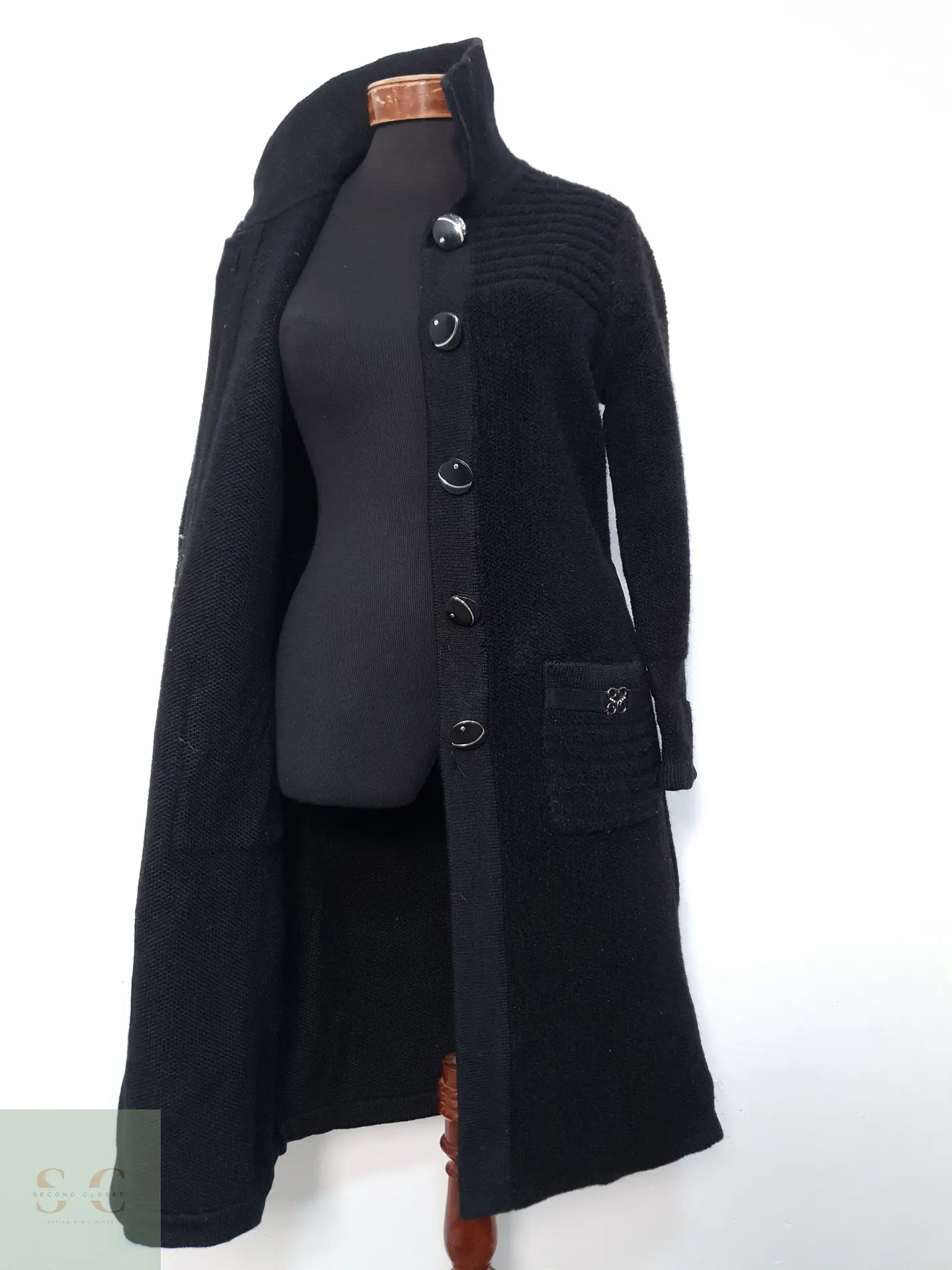 Abrigo Mujer Claudia Lana Negro Talla M 2