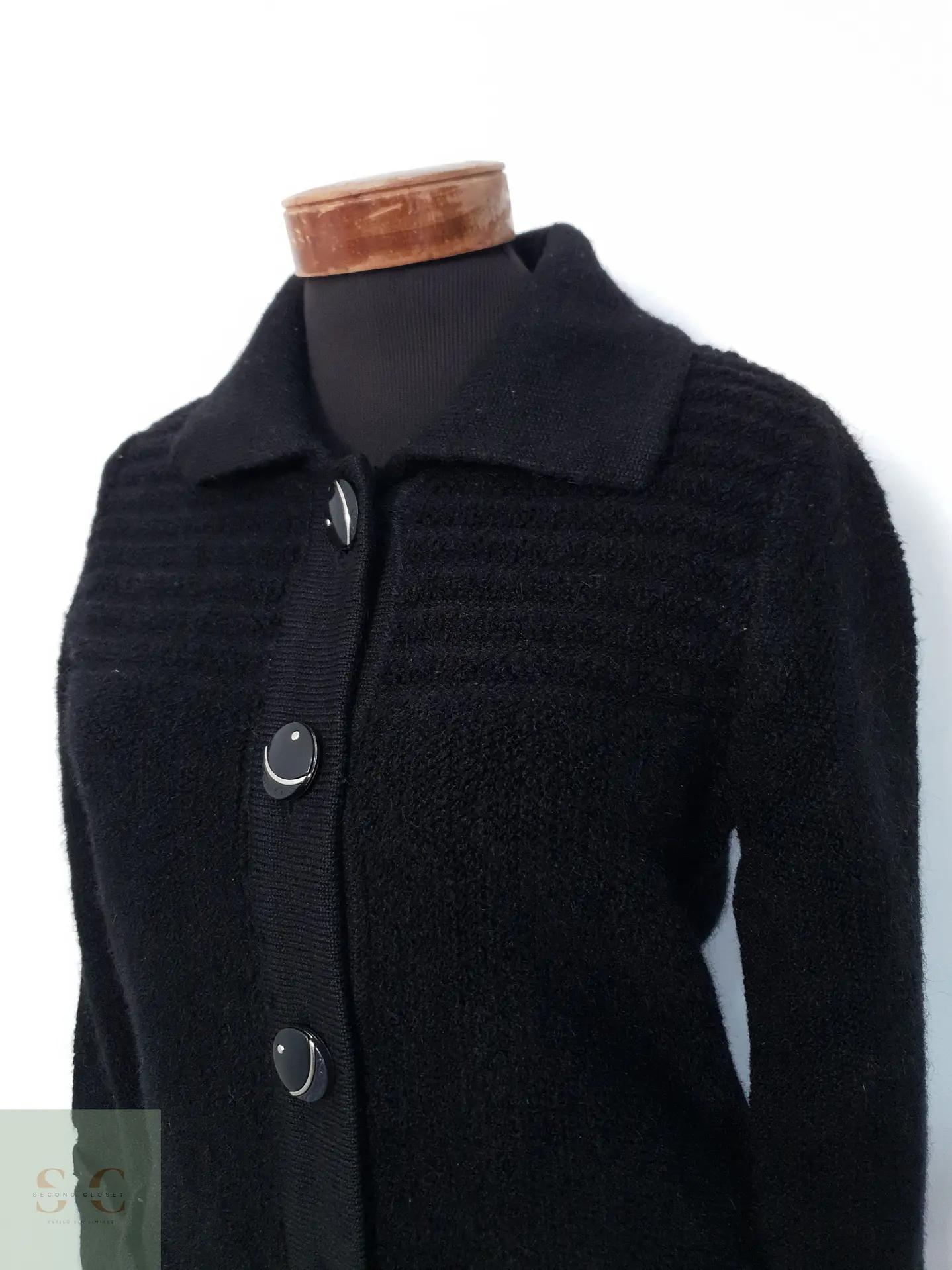 Abrigo Mujer Claudia Lana Negro Talla M 3