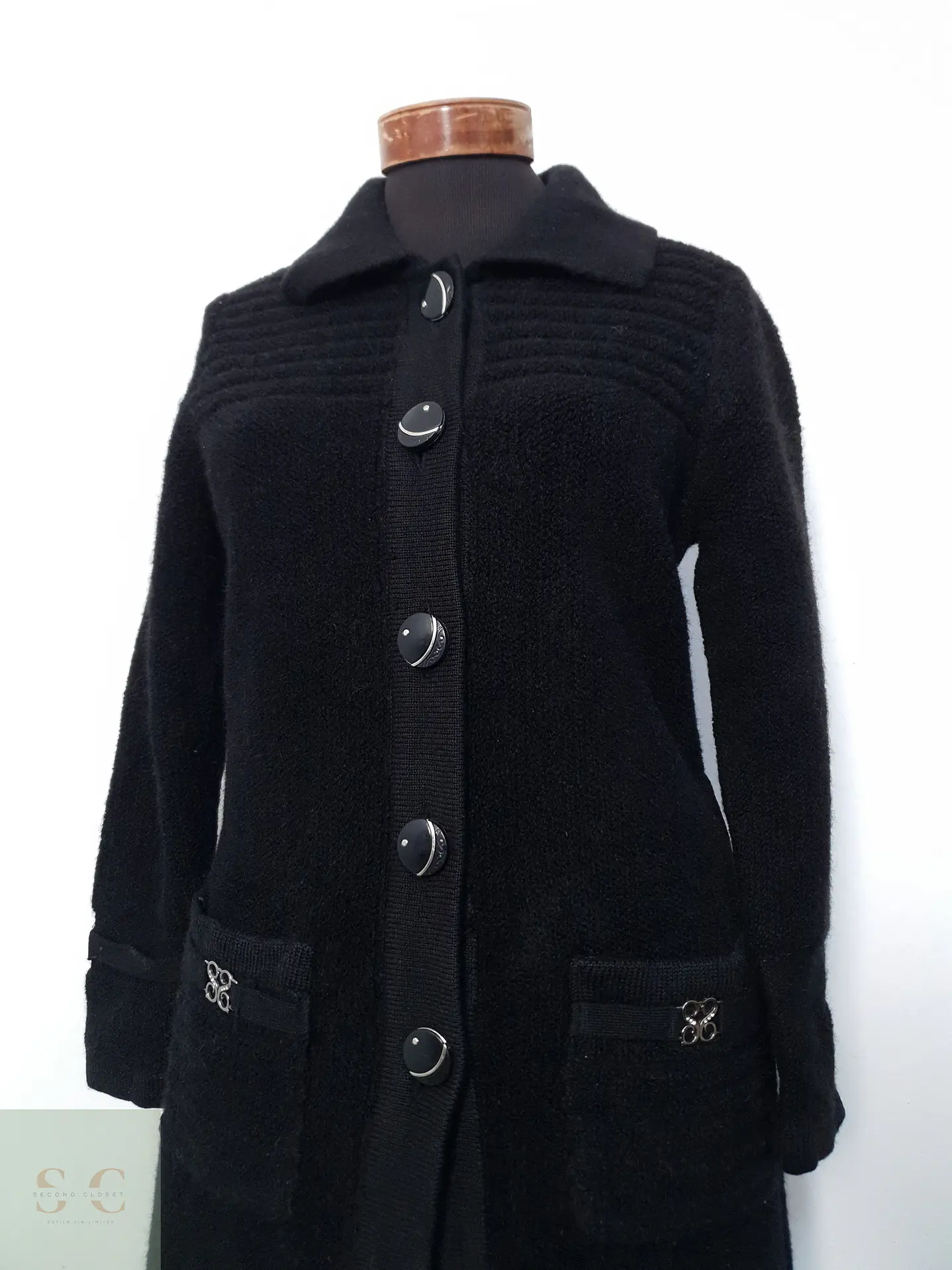 Abrigo Mujer Claudia Lana Negro Talla M 9