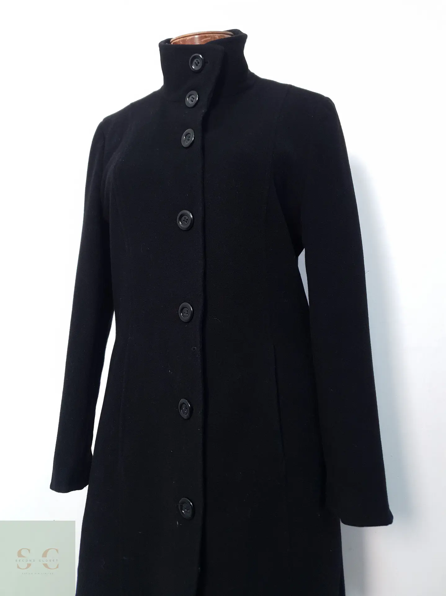 Abrigo Mujer Yessica Lana Virgen Negro Talla M 1