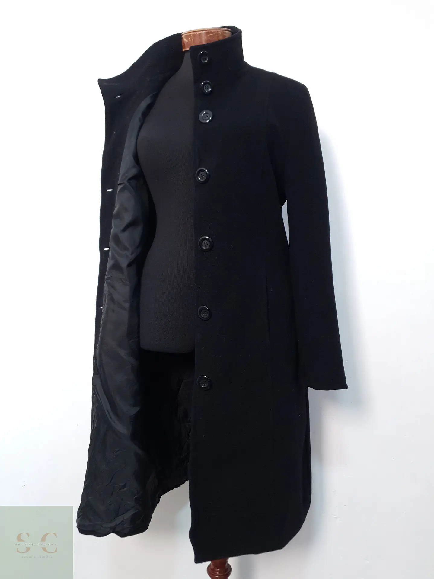 Abrigo Mujer Yessica Lana Virgen Negro Talla M 2