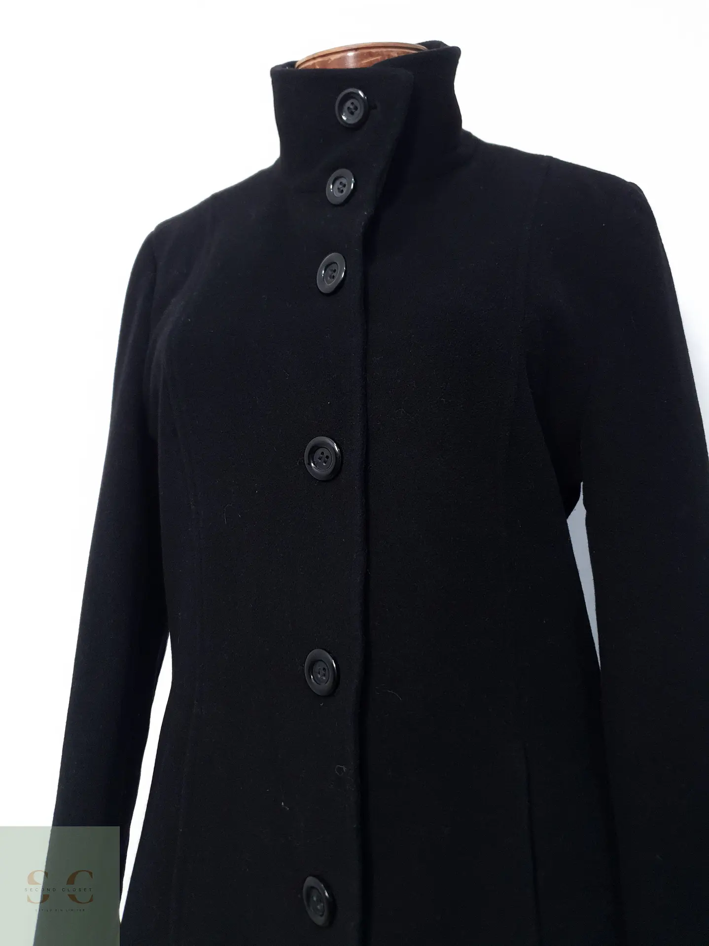 Abrigo Mujer Yessica Lana Virgen Negro Talla M 3