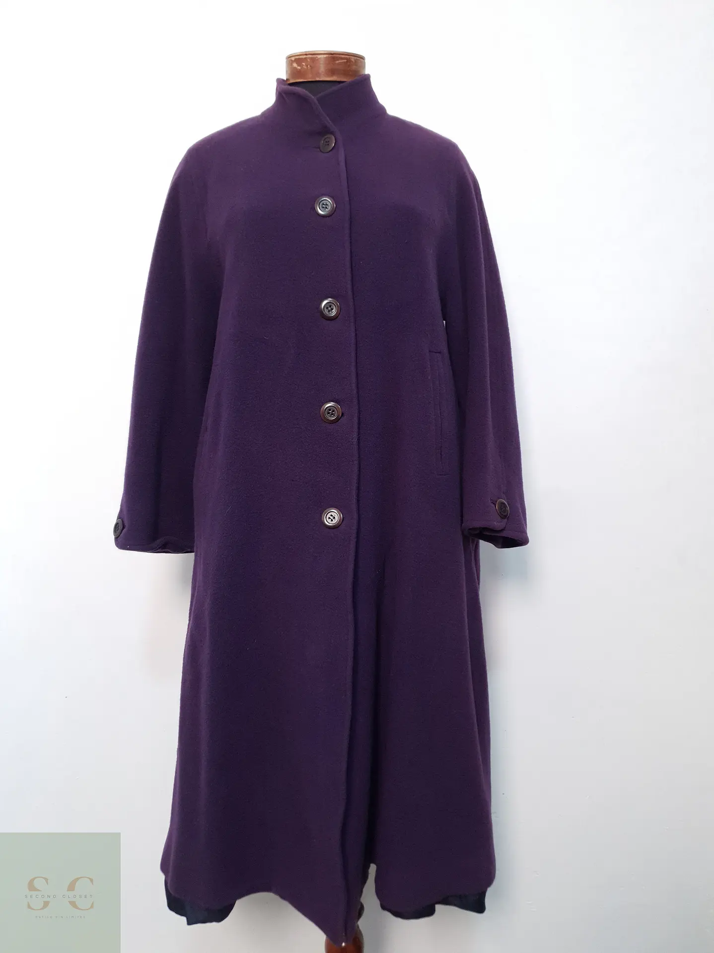 Abrigo Largo Mujer Burberrys Lana Violeta Talla ML 6