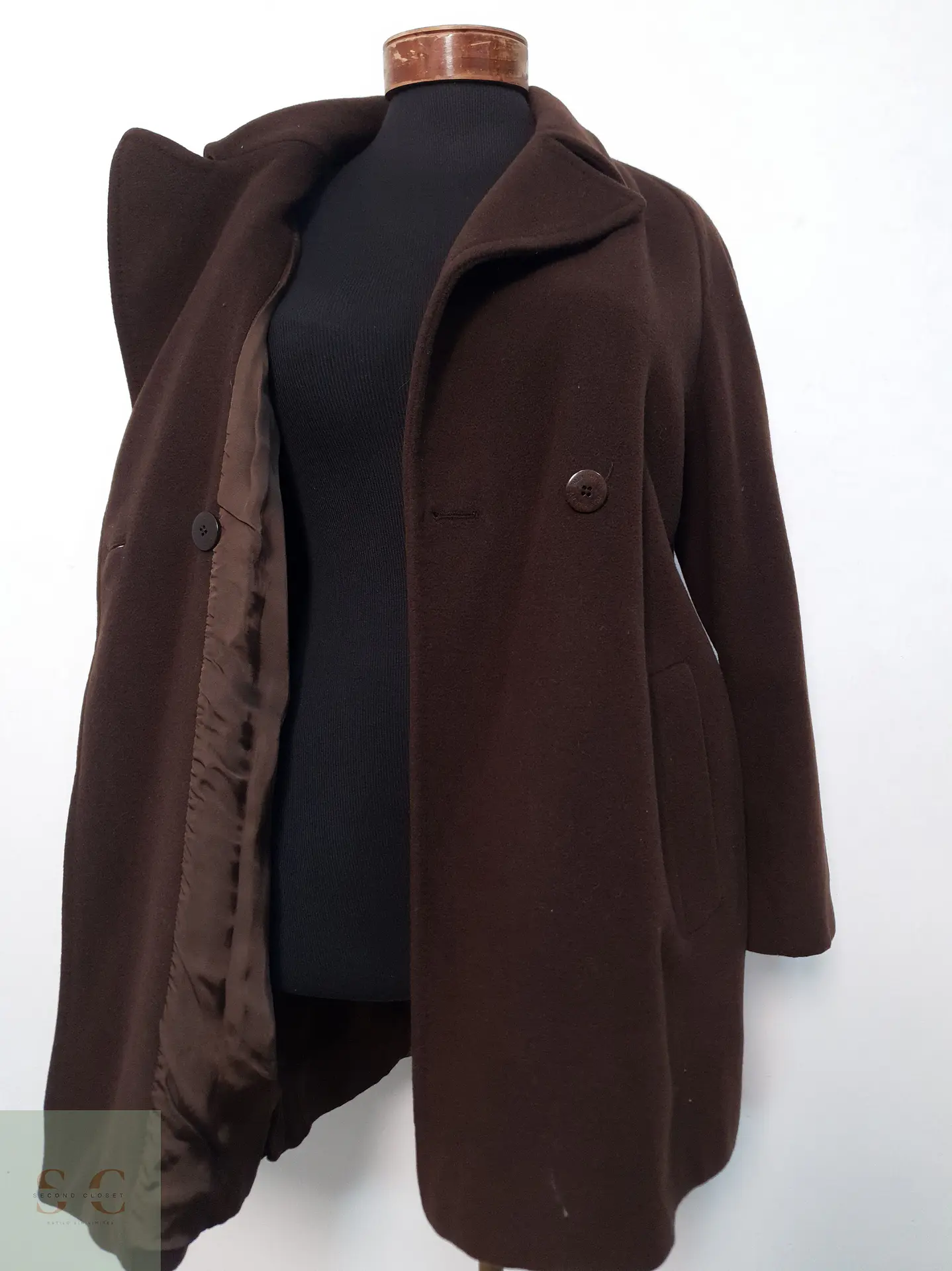 Abrigo Mujer Burberry Café Cruzado Talla ML 8