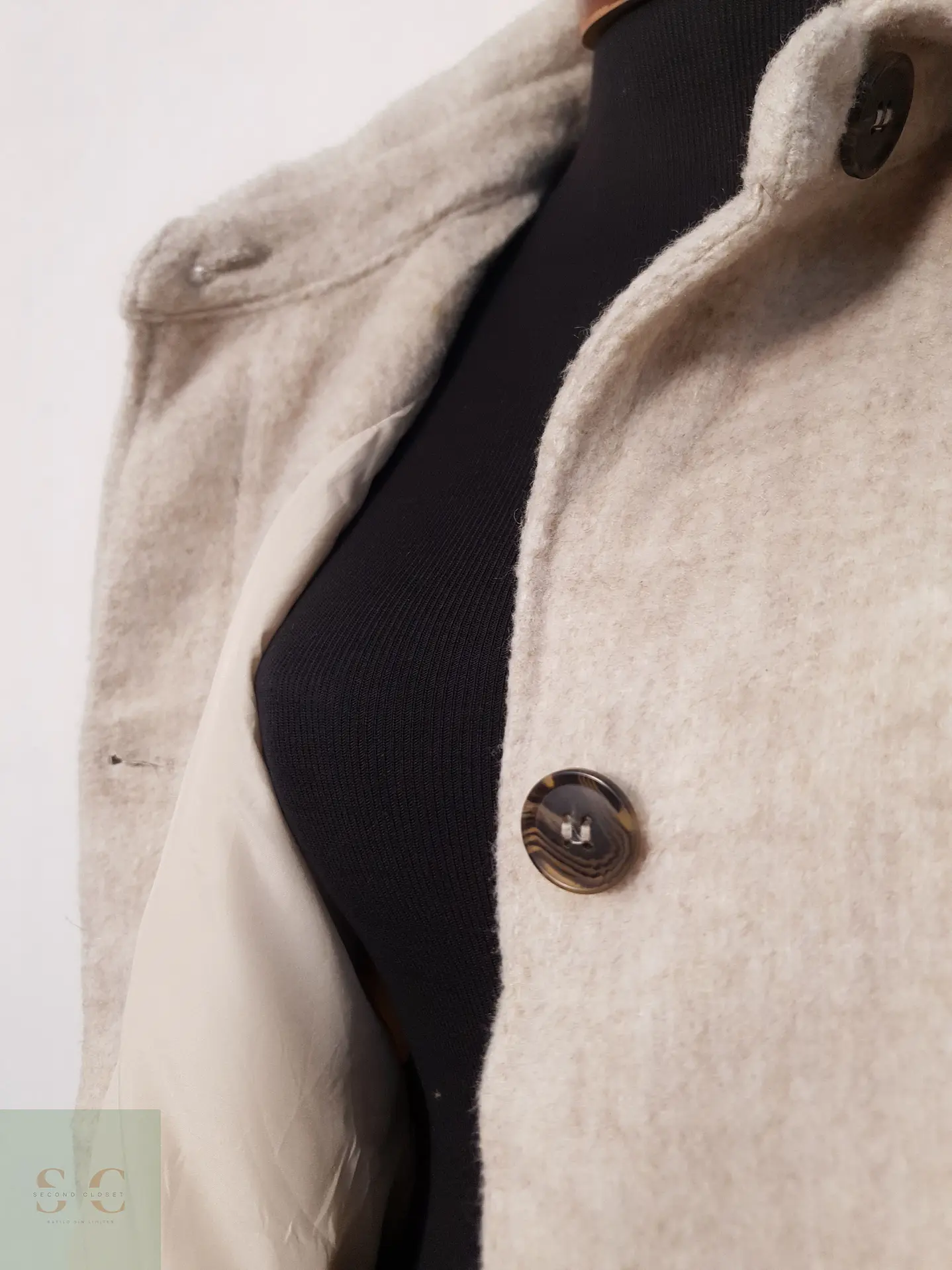 Abrigo Mujer H&M Beige Talla XL 4