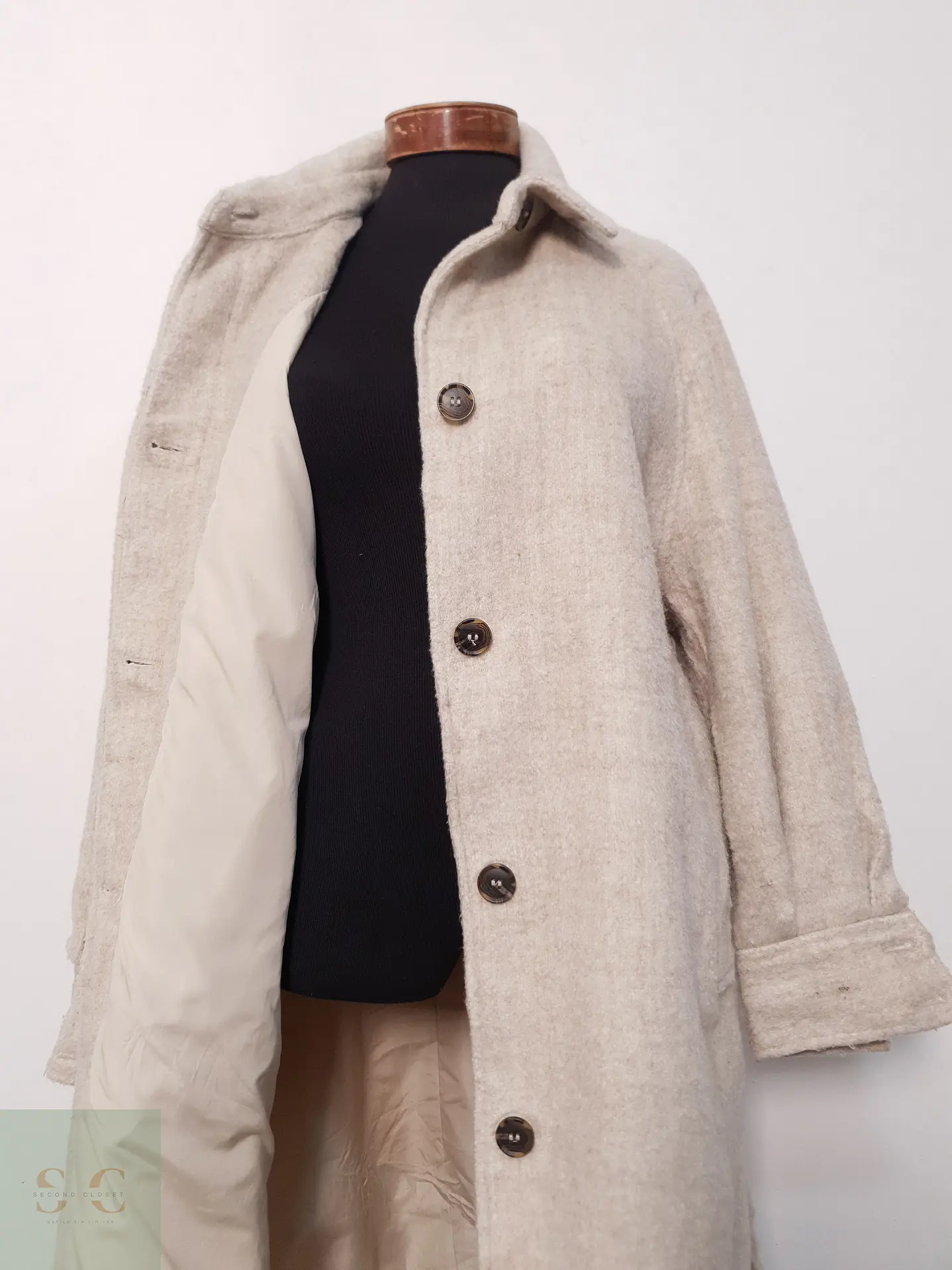 Abrigo Mujer H&M Beige Talla XL 7