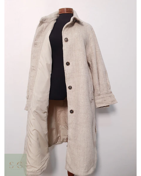 Abrigo Largo H&M Mujer Beige Claro Lana TALLA XL